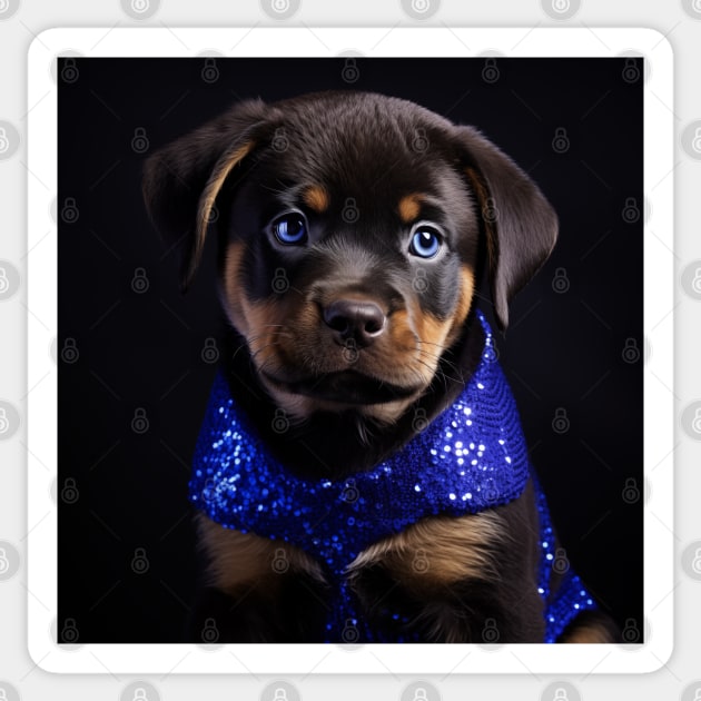 Rottweiler Puppy Portrait Sticker by Enchanted Reverie